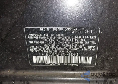 2019 Subaru Crosstrek 2.0I Limited из США, поврежденный, VIN JF2GTAMC7K8244864